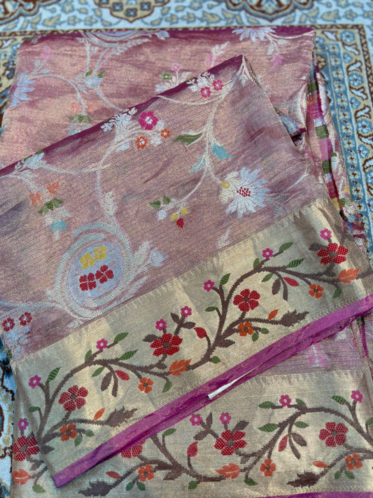 Trending Premium Pure Tissue Kota Paithini Banarasi Handloom Saree