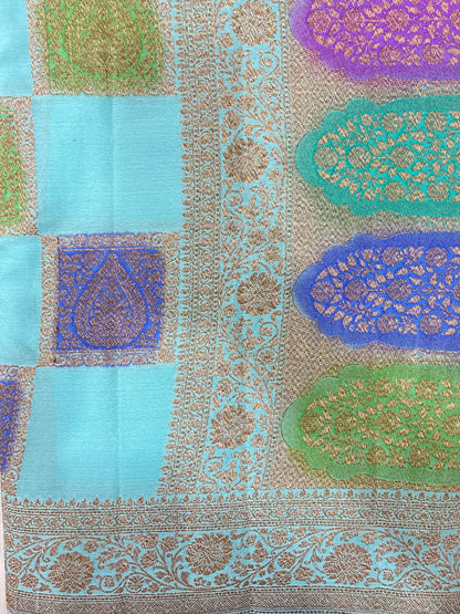 Pure Crape Rungkaat Banarasi Handloom Saree