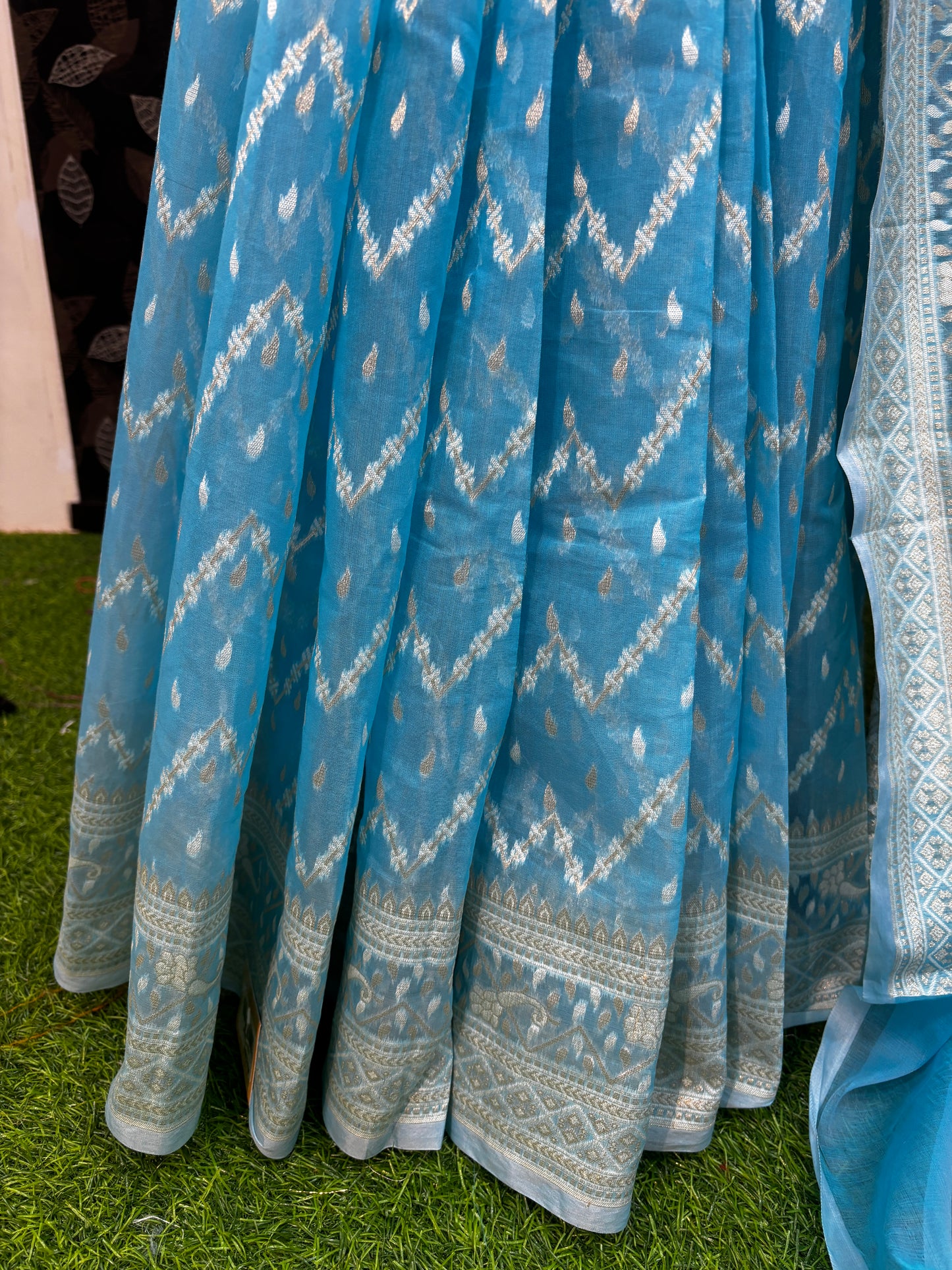 Blue Sky Pure Moonga Cotton Bananasi Saree