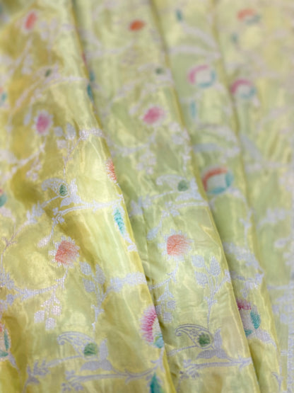 Lemon Yellow Banarasi Handloom Saree