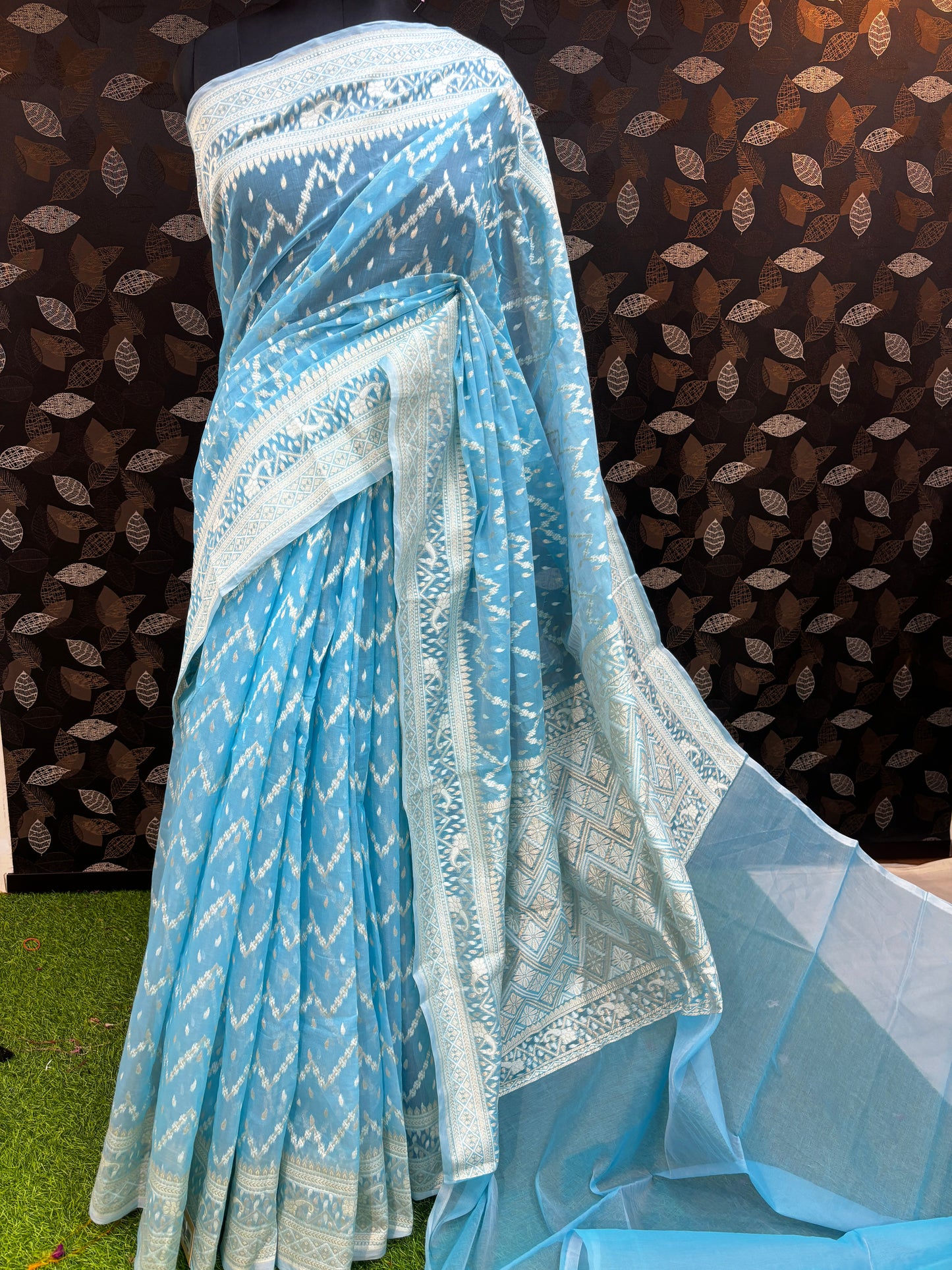 Blue Sky Pure Moonga Cotton Bananasi Saree