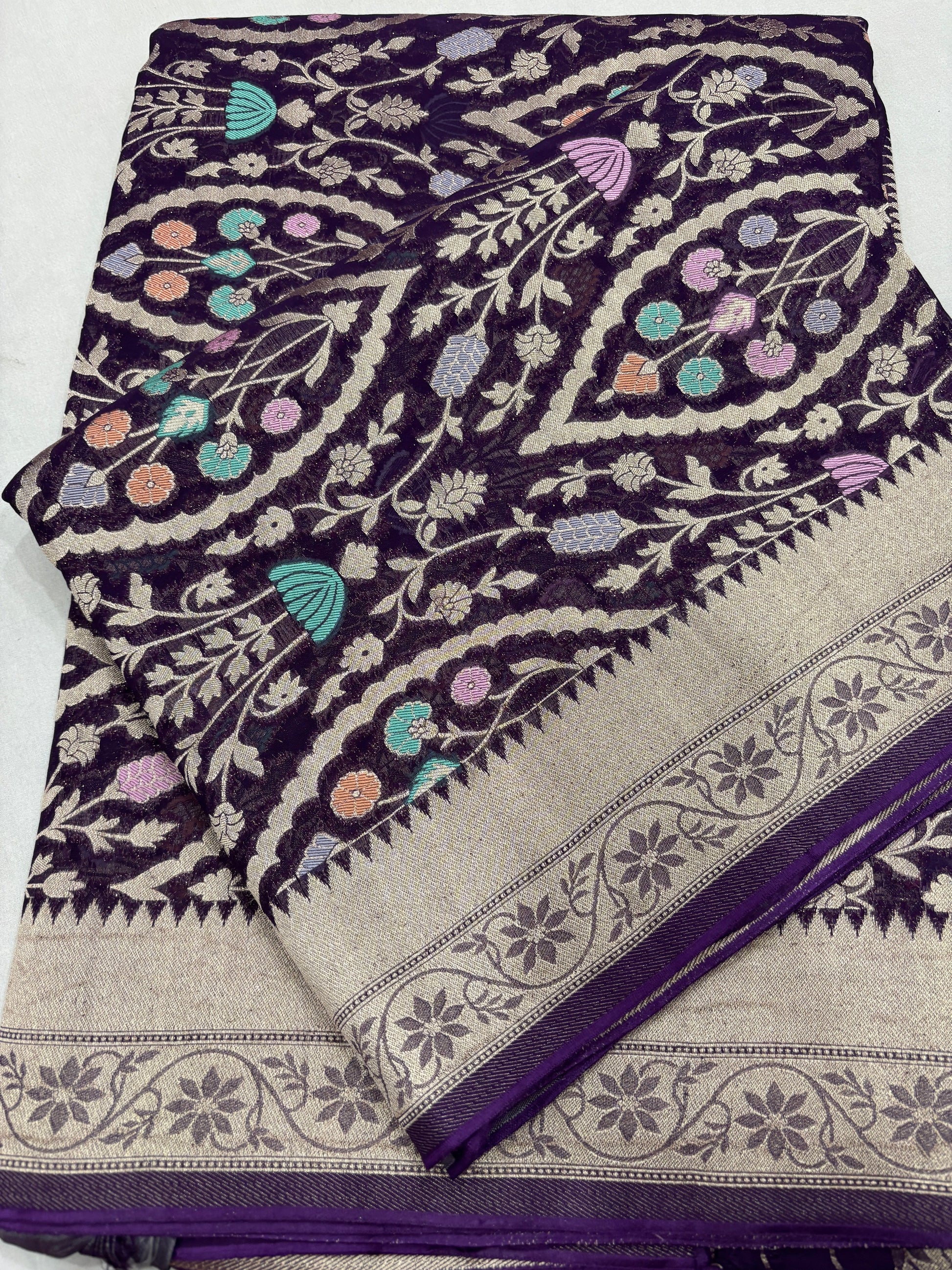 Semi Khaddi Georgette Banaras Sari 