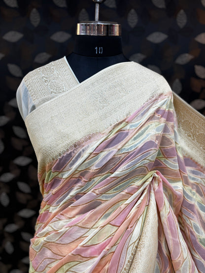 Pink Rungkaat Georgette Banarasi Saree - Rungkaat