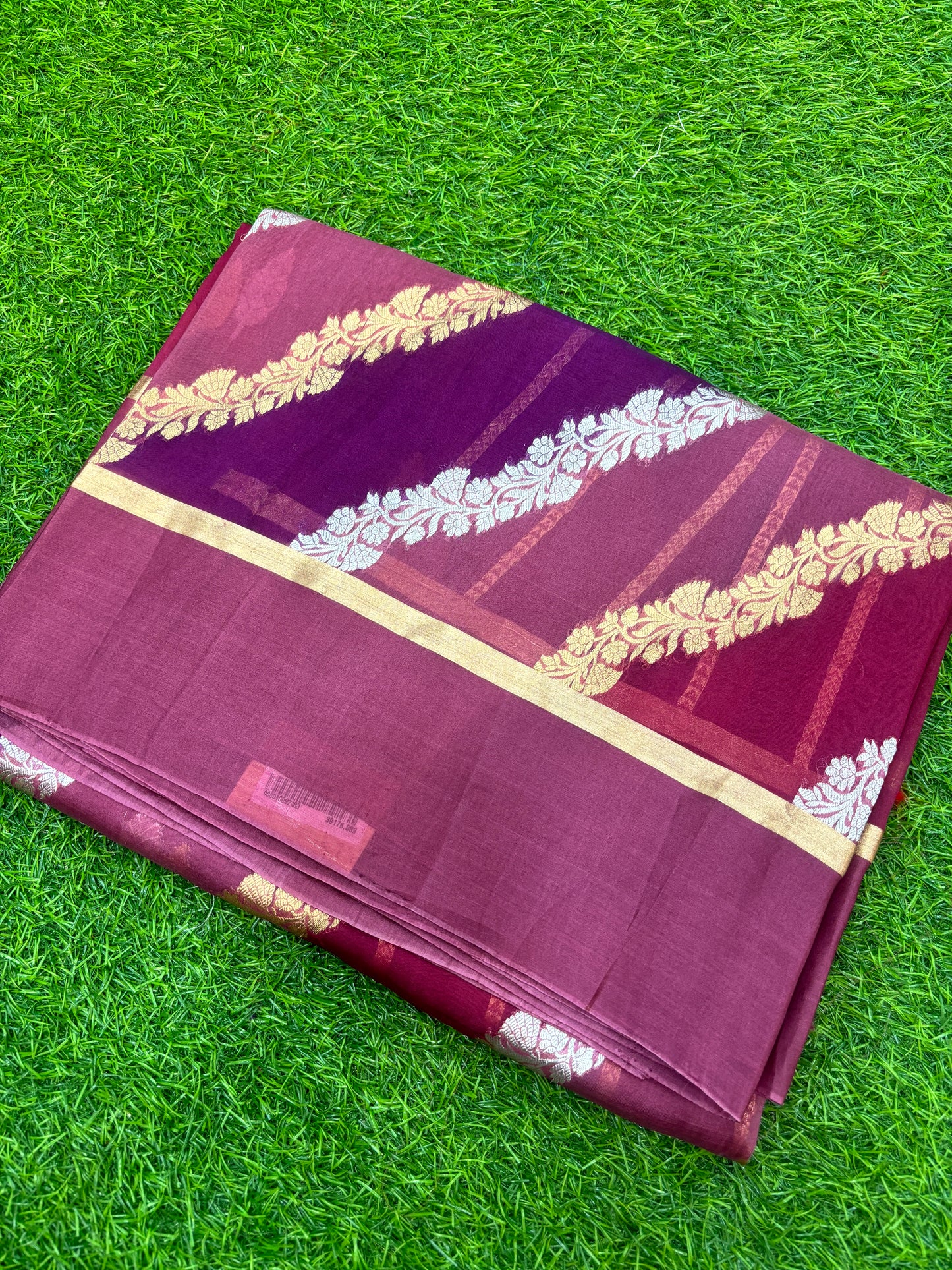 Dark Onion Pink Kora Katan Rungkaat Banarasi Handloom Saree