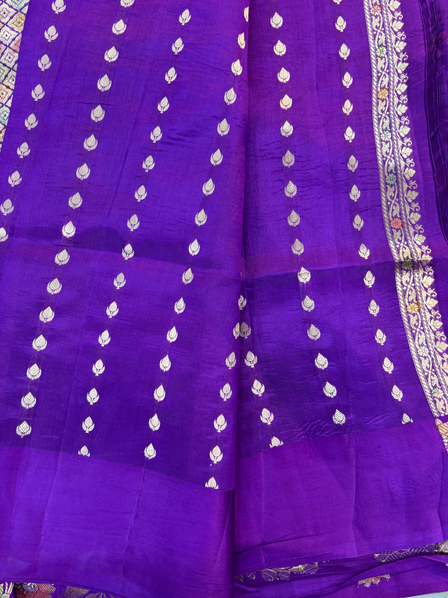 Purple Pure Katan Light Weight Banarasi Handloom Saree
