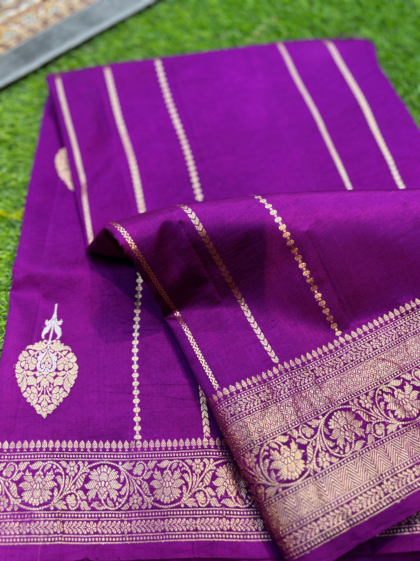 Purple Pure Raw Mango Banarasi Handloom Saree