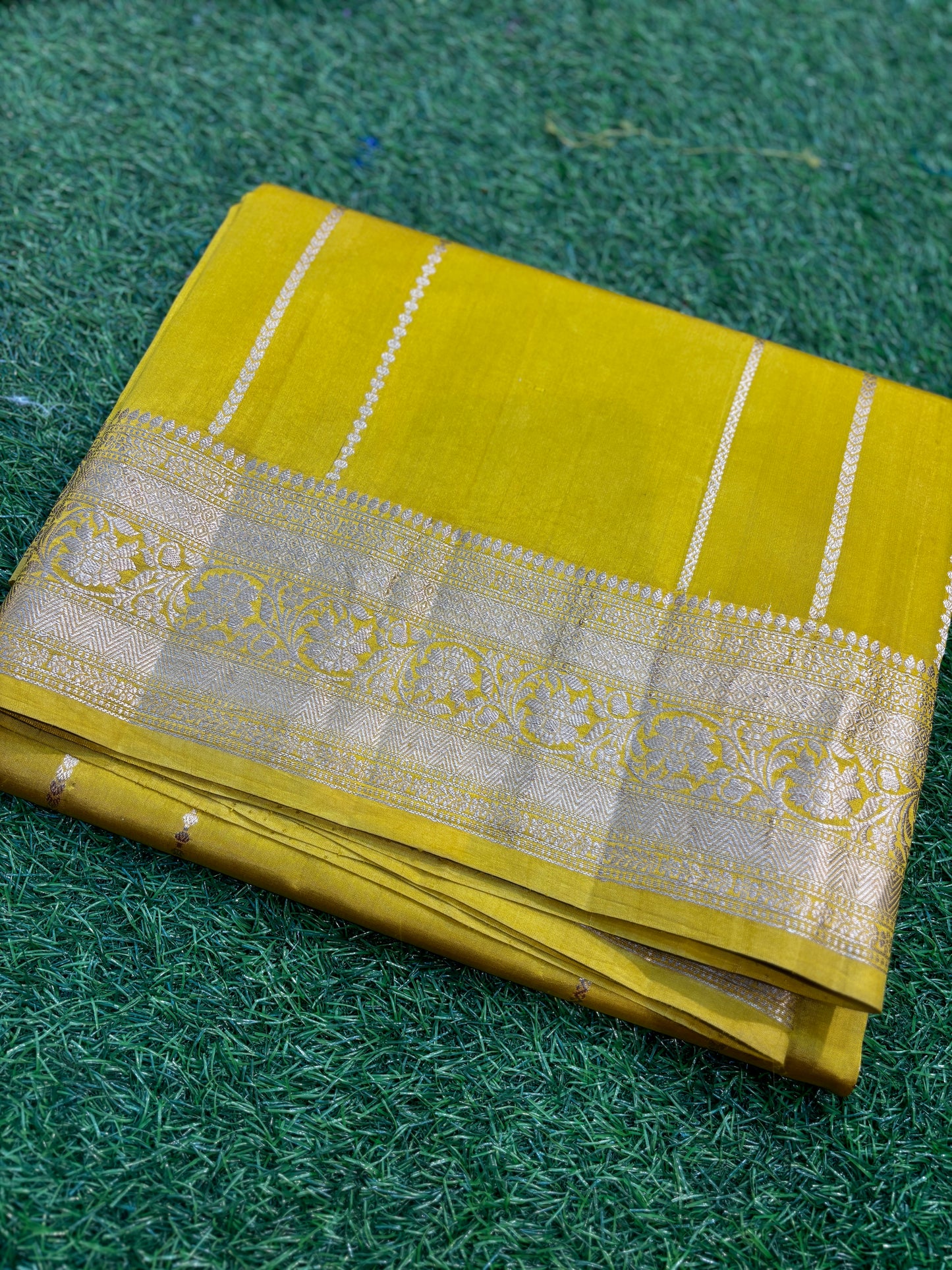 Mustard Yellow Pure Banarasi Saree