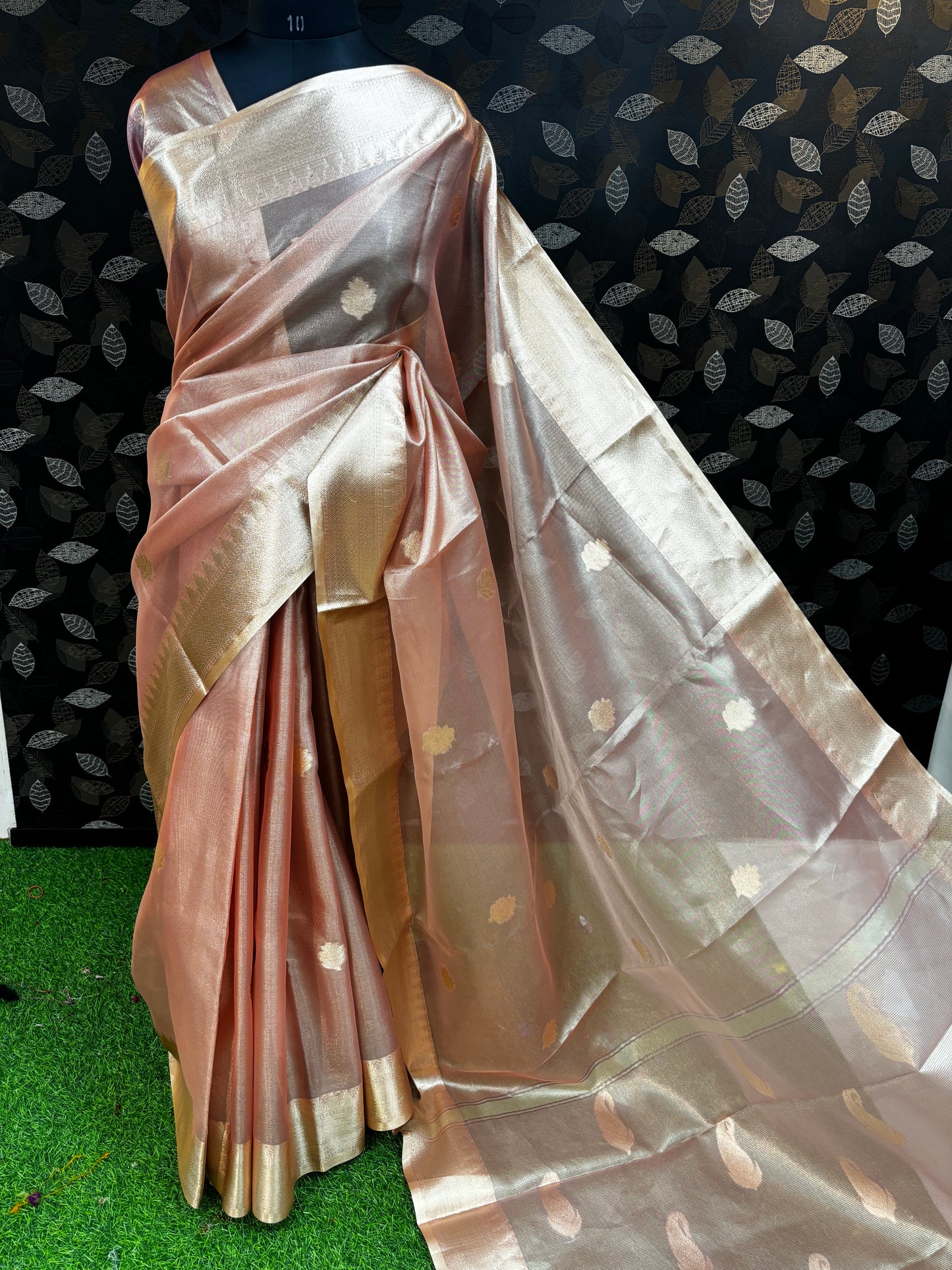 Rose Gold Semi Tissue Banarasi Saree