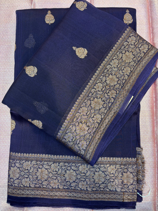 Pure Kora Antique Zari Banarasi Handloom Saree