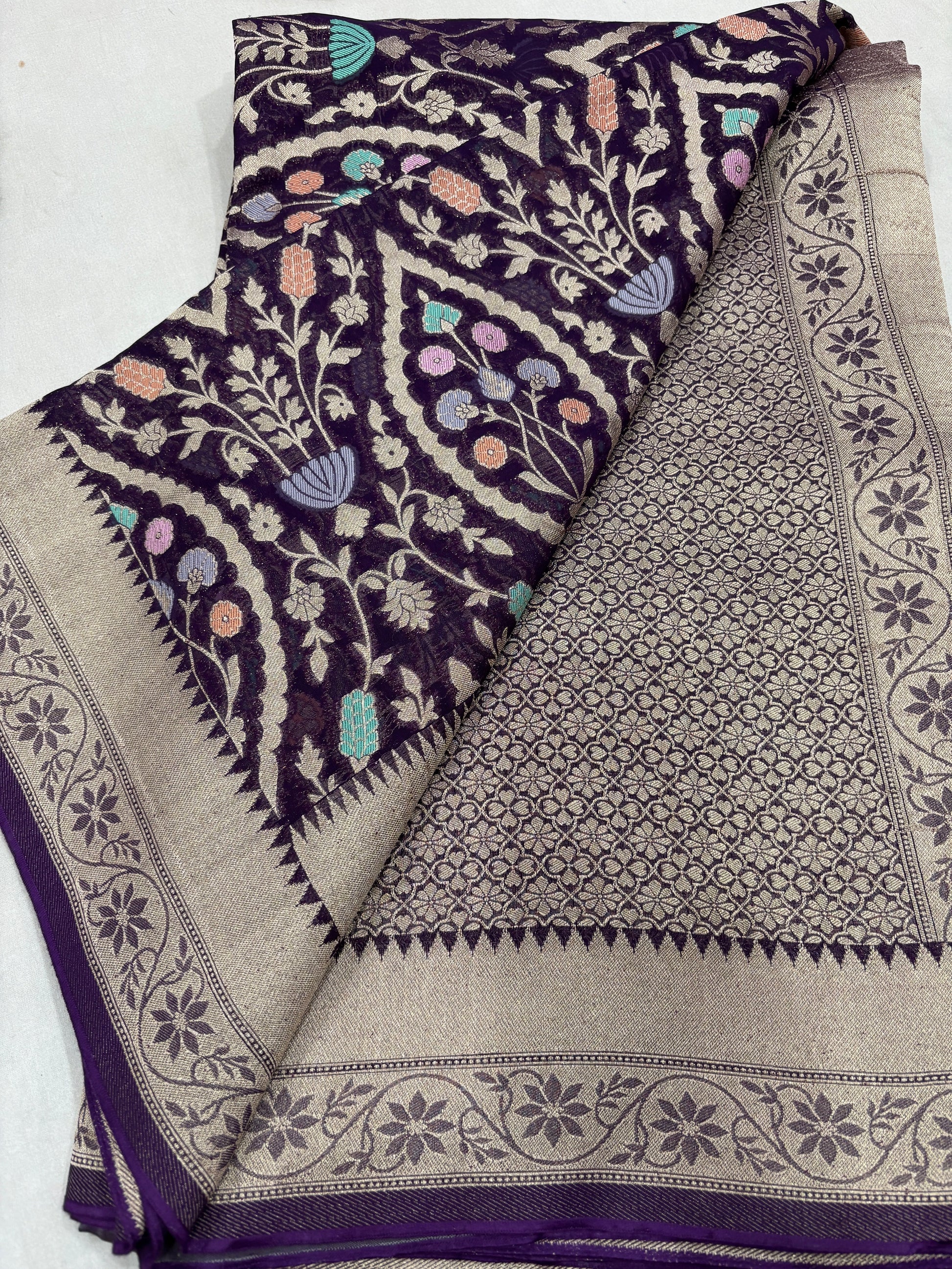 Semi Khaddi Georgette Banaras Sari 