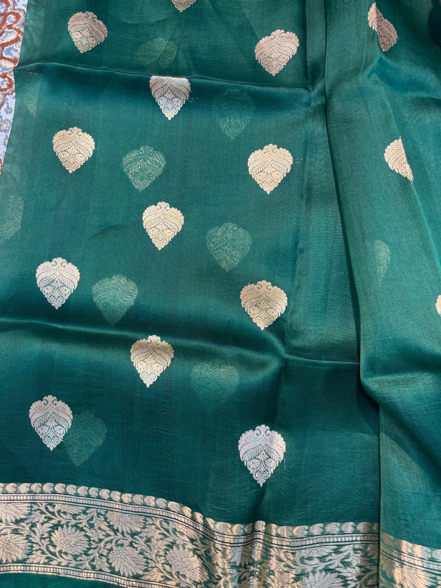 Rama Green Pure Kora Designer kadhua Banarasi 