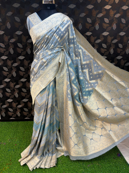 Light Bluish shades of Rungkaat Georgette Banarasi Saree