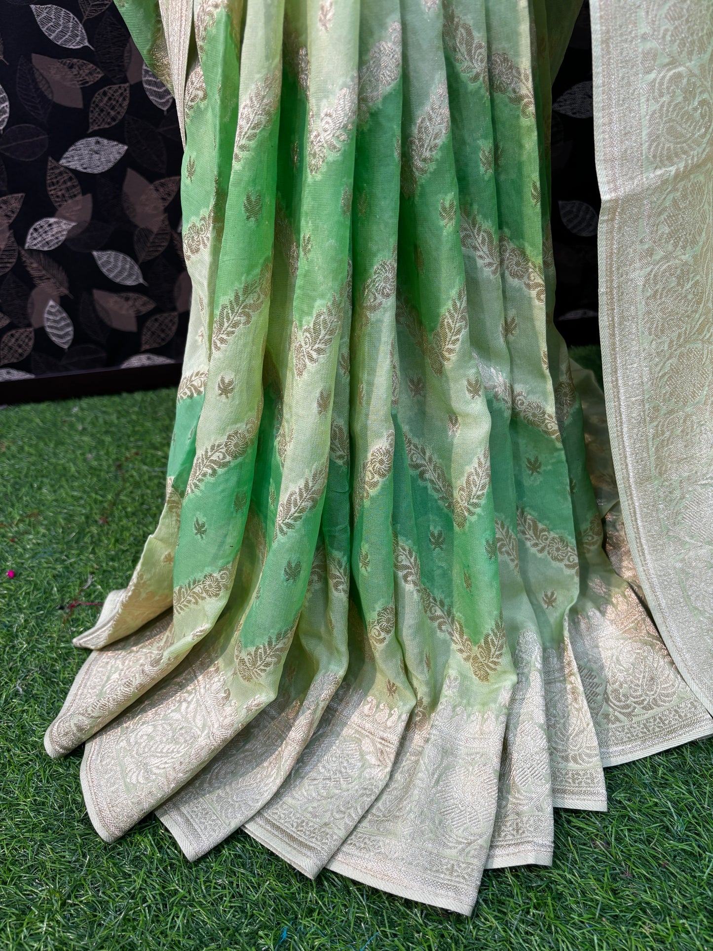 Sea Green Rungkaat Georgette Banarasi Saree