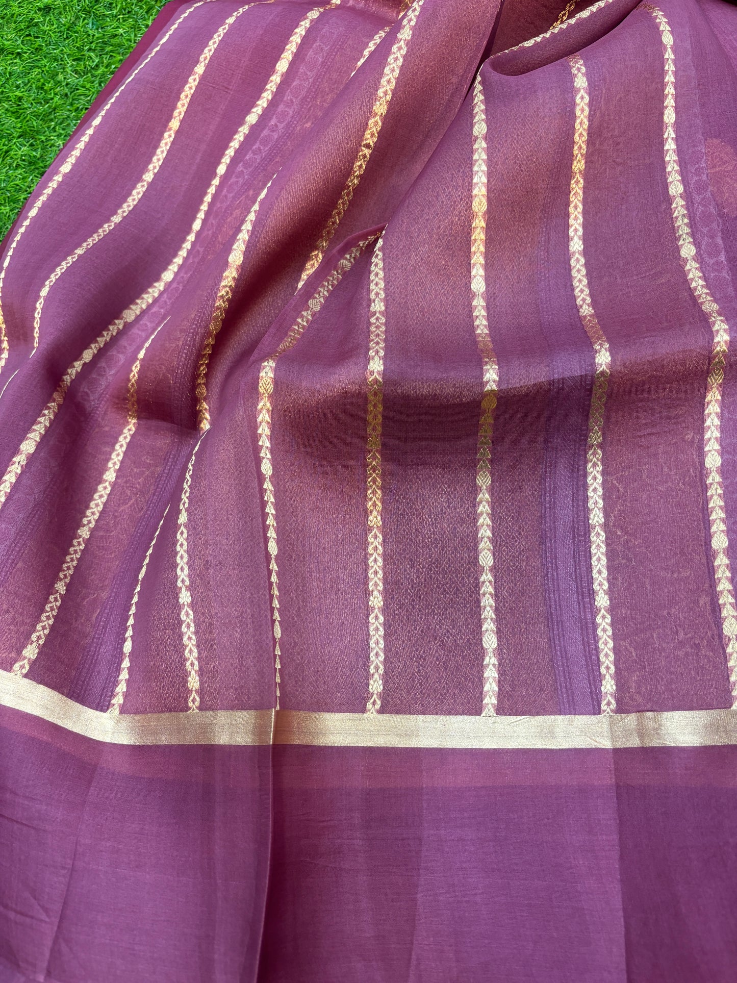 Dark Onion Pink Kora Katan Rungkaat Banarasi Handloom Saree