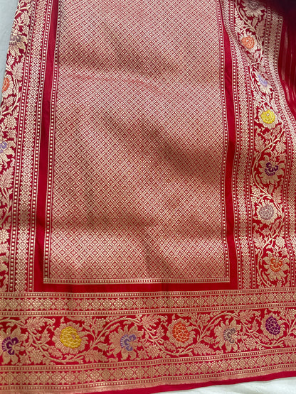 Red Pure Katan Kadhua Minakari Banarasi Handloom Saree