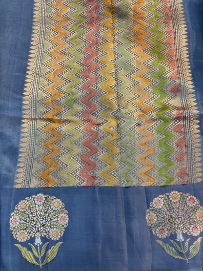 Pure Katan Light Weight Raw Mango Banarasi Handloom Saree