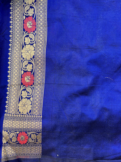 Royal Blue Pure katan Jangla Meenakari Banarasi Handloom Saree