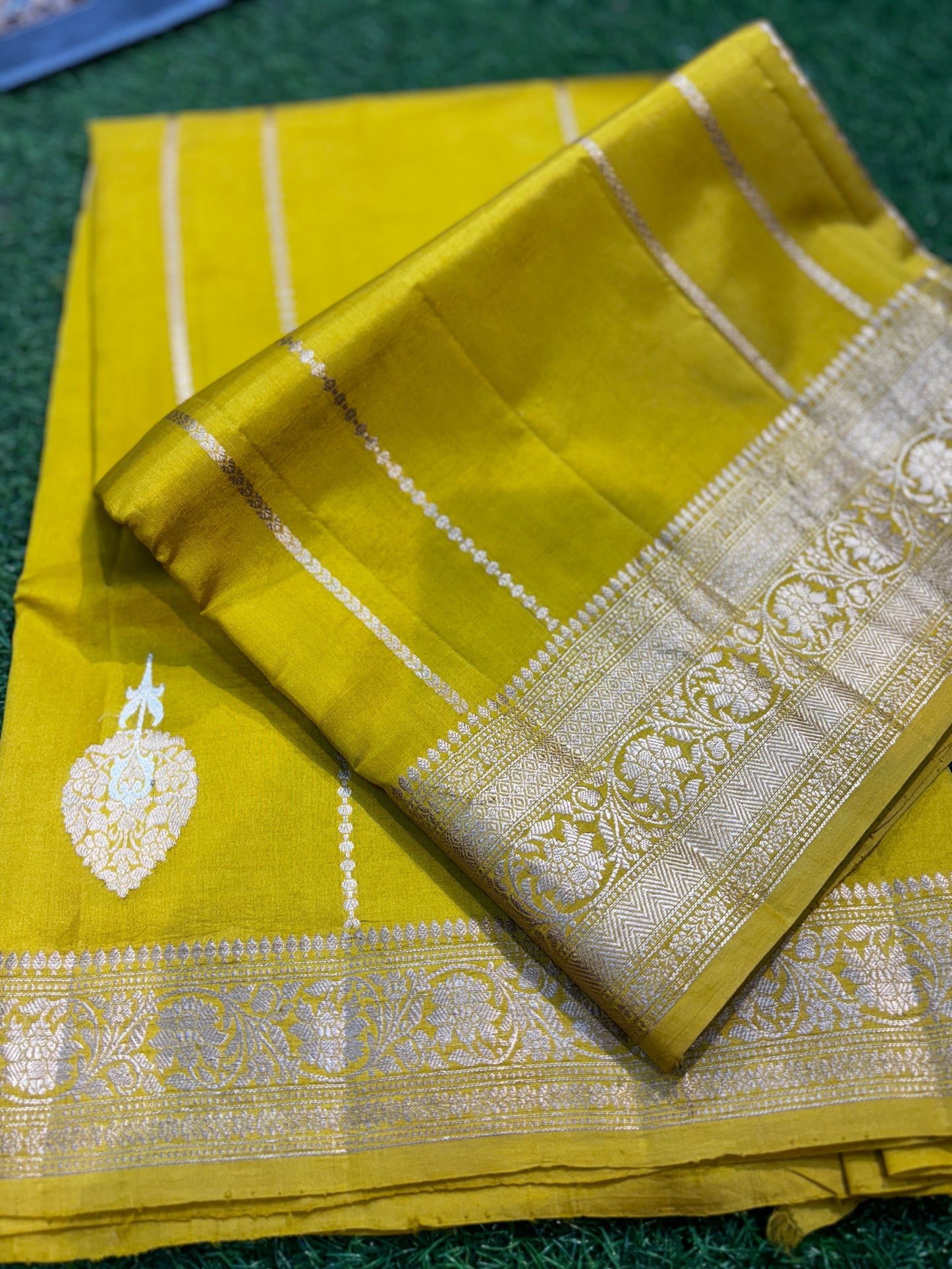 Mustard Yellow Pure Banarasi Saree