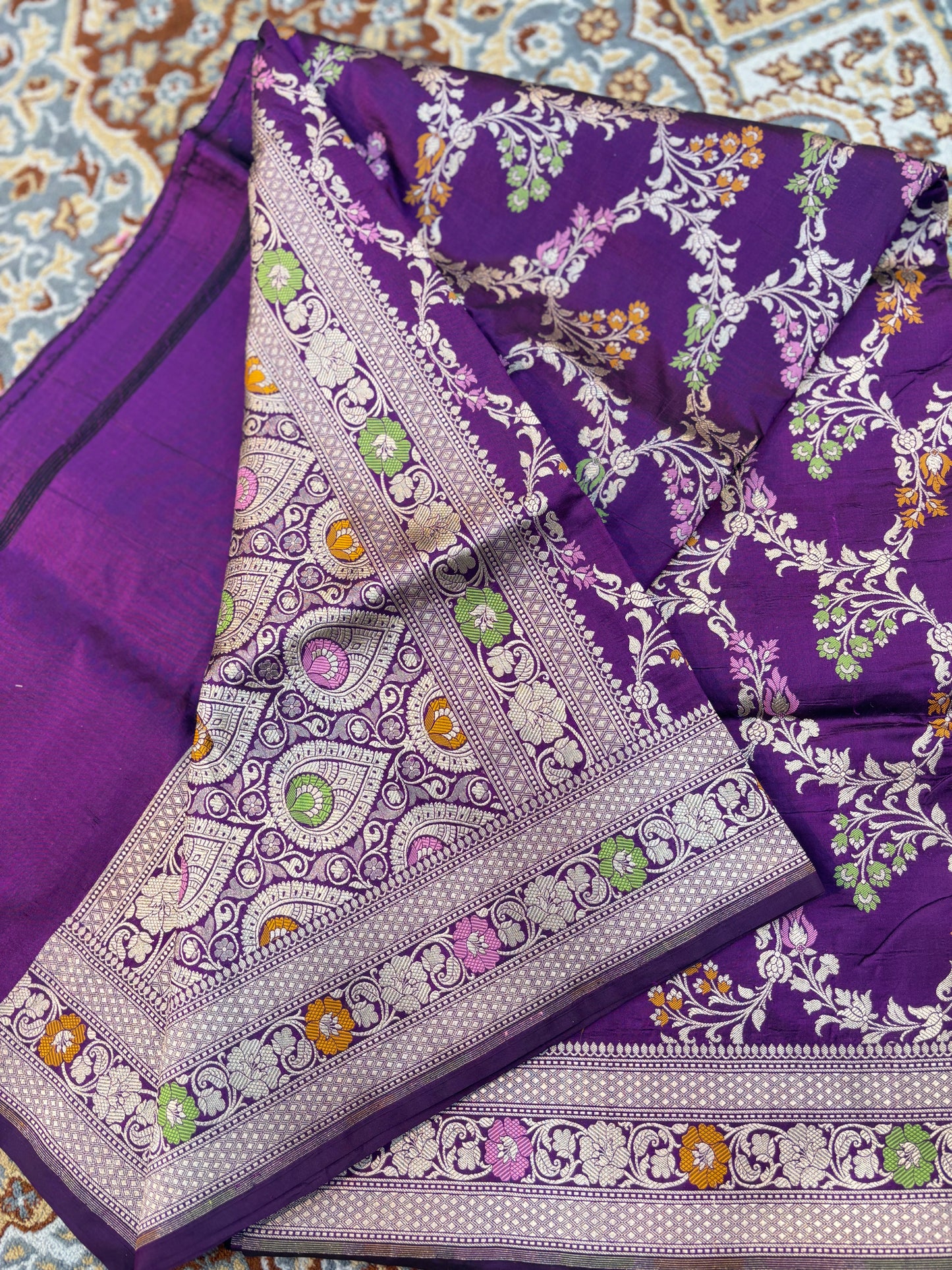 VioletPure Katan Banarasi Handloom Saree