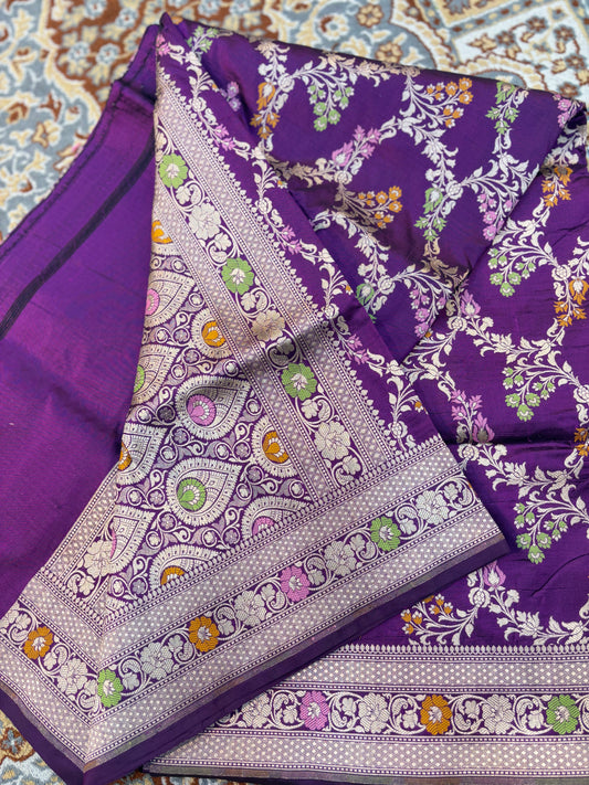 VioletPure Katan Banarasi Handloom Saree