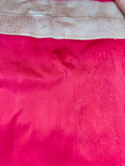 Magenta Pink Handwoven Pure Banarasi Brocade Saree