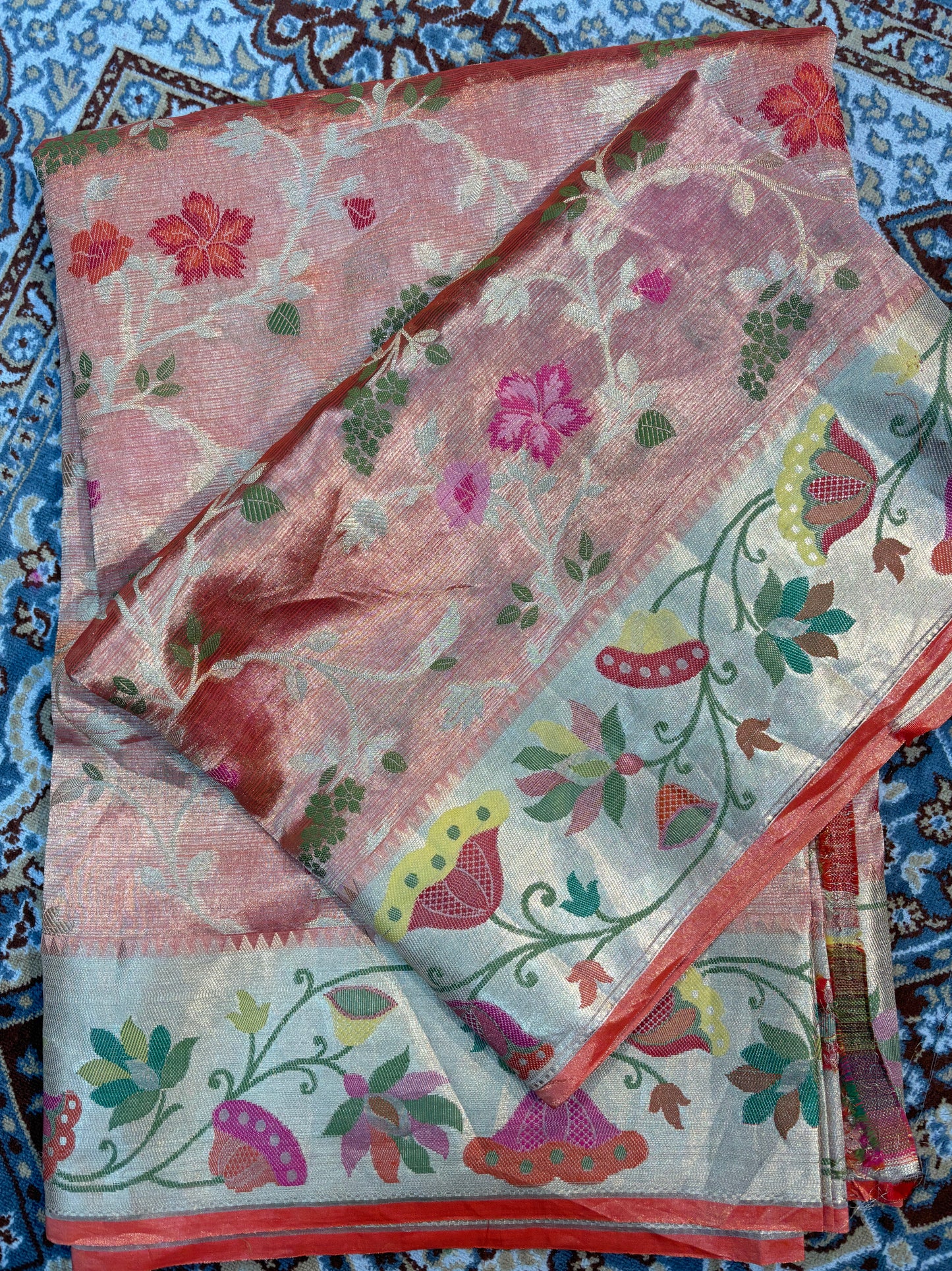 Pink pure Tissue Kota Paithini Banarasi Handloom Saree