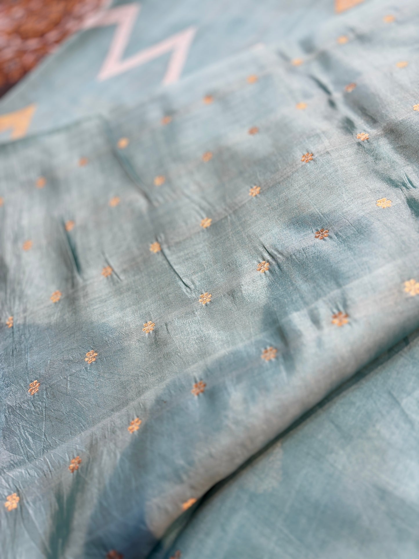 Powder Blue Pure Banarasi Handloom Saree