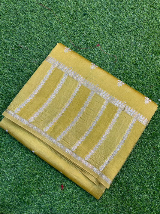 Yellow Pure Raw Mango Banarasi Handloom Saree