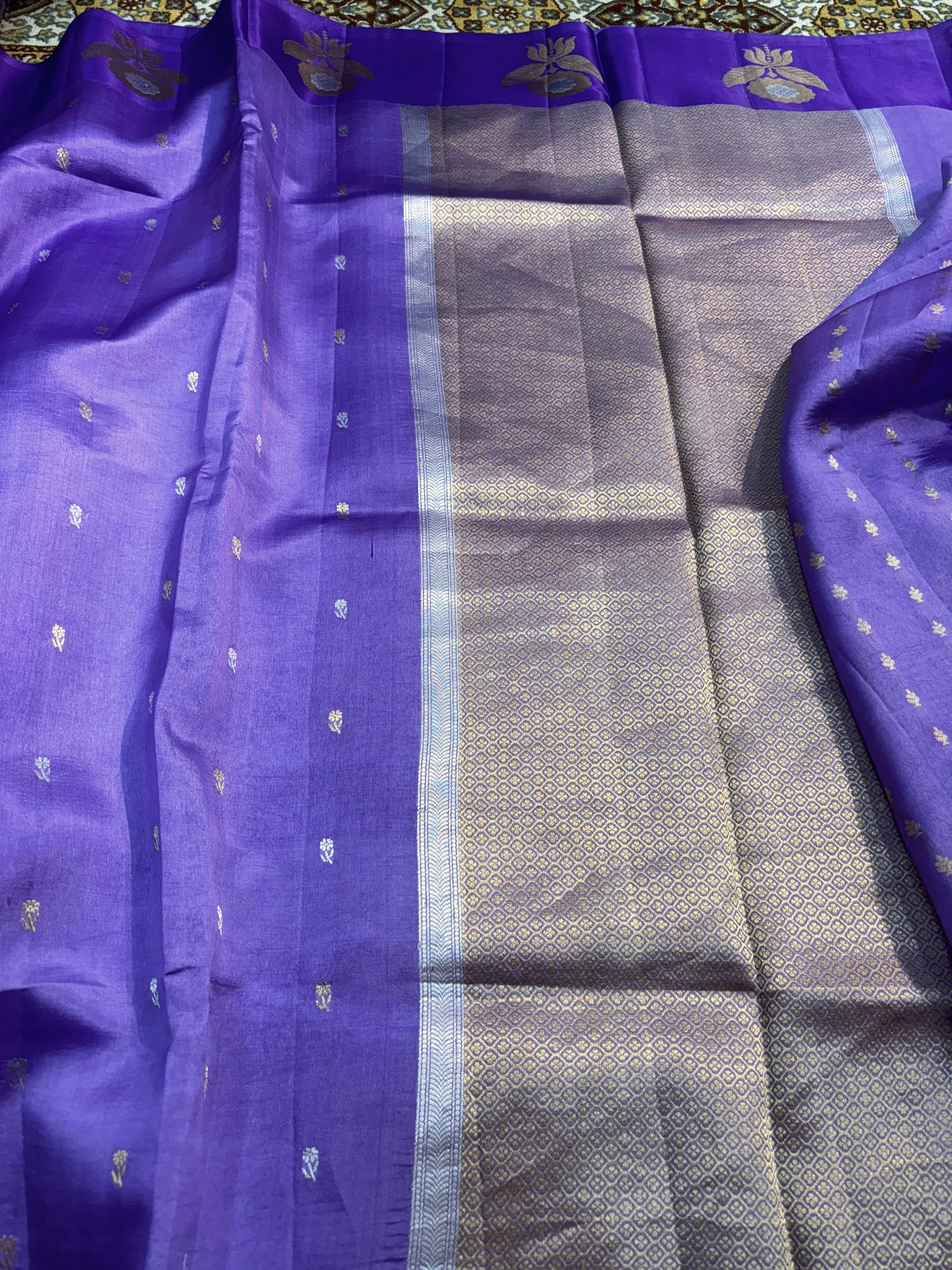 Lavender Pure Raw Mango Banarasi Handloom Saree