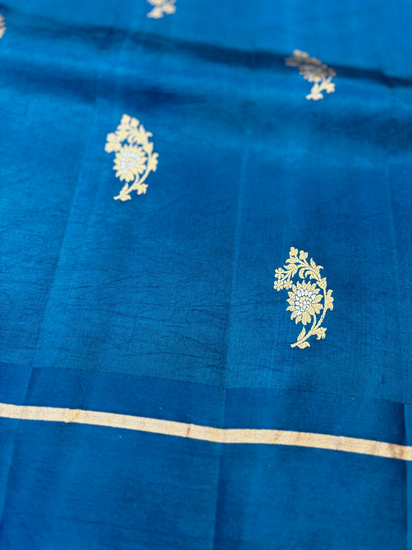 Dark Blue Sky Pure Banarasi Handloom Saree