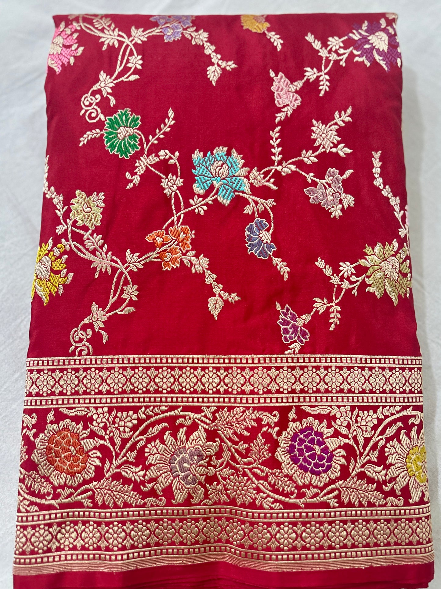 Red Pure Katan Kadhua Minakari Banarasi Handloom Saree