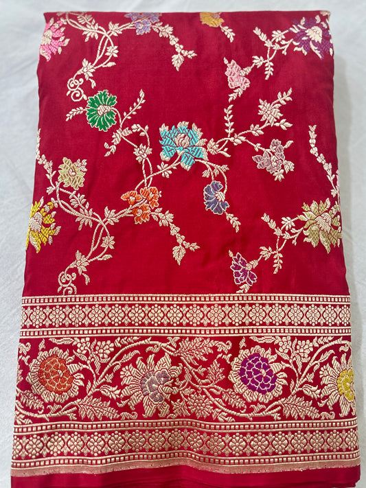 Red Pure Katan Kadhua Minakari Banarasi Handloom Saree