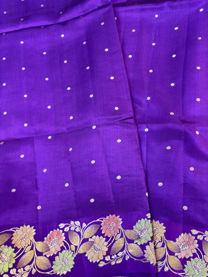 Purple Pure Katan Light Weight Banarasi Handloom Saree