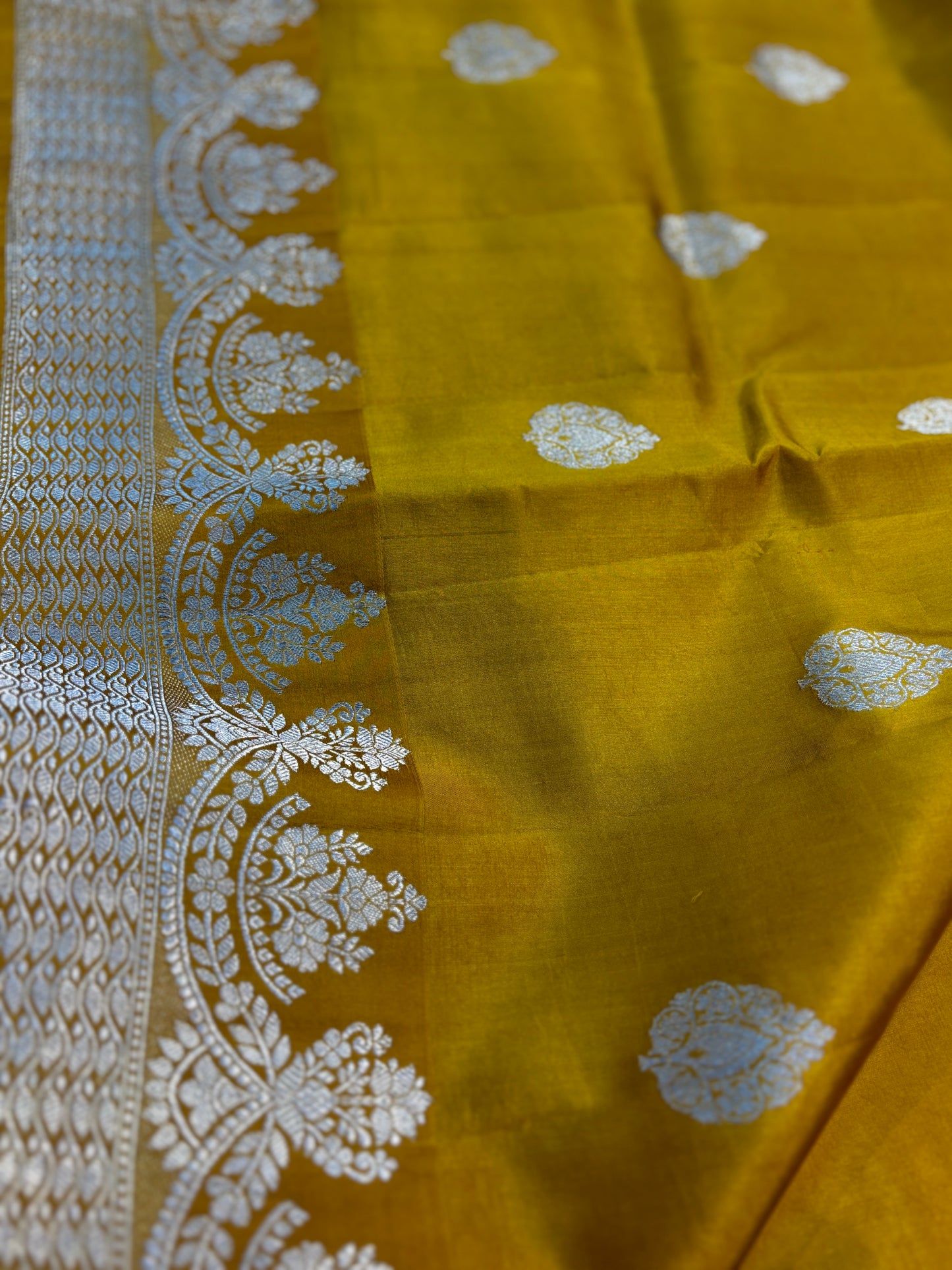 mustard Yellow Pure Raw Mango Banarasi Handloom Saree