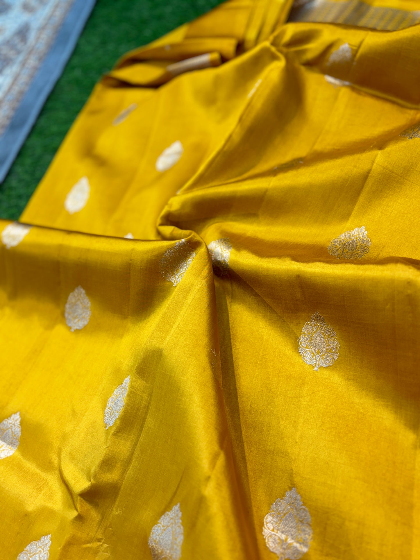 mustard Yellow Pure Raw Mango Banarasi Handloom Saree