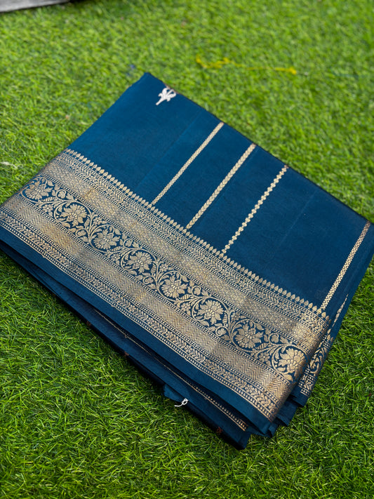 Sky Blue Pure Raw Mango Banarasi Handloom Sari