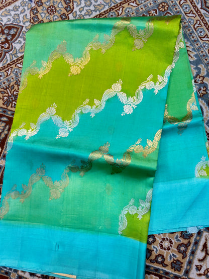 Pure Raw Mango Rungkaat Banarasi Handloom Saree