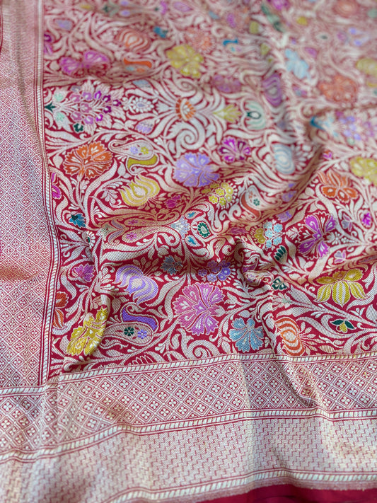 Magenta Pink Handwoven Pure Banarasi Brocade Saree