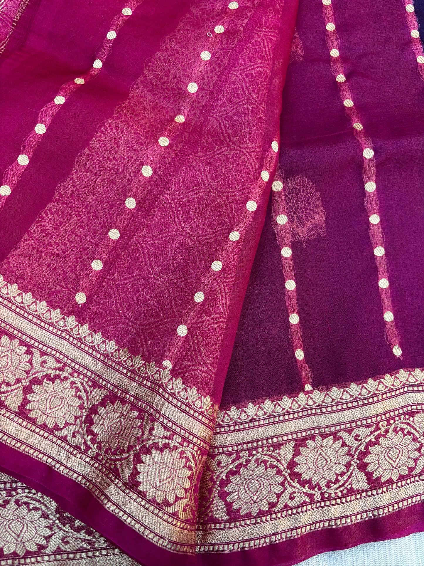 Violet Pure Kora Designer Banarasi Handloom Saree 