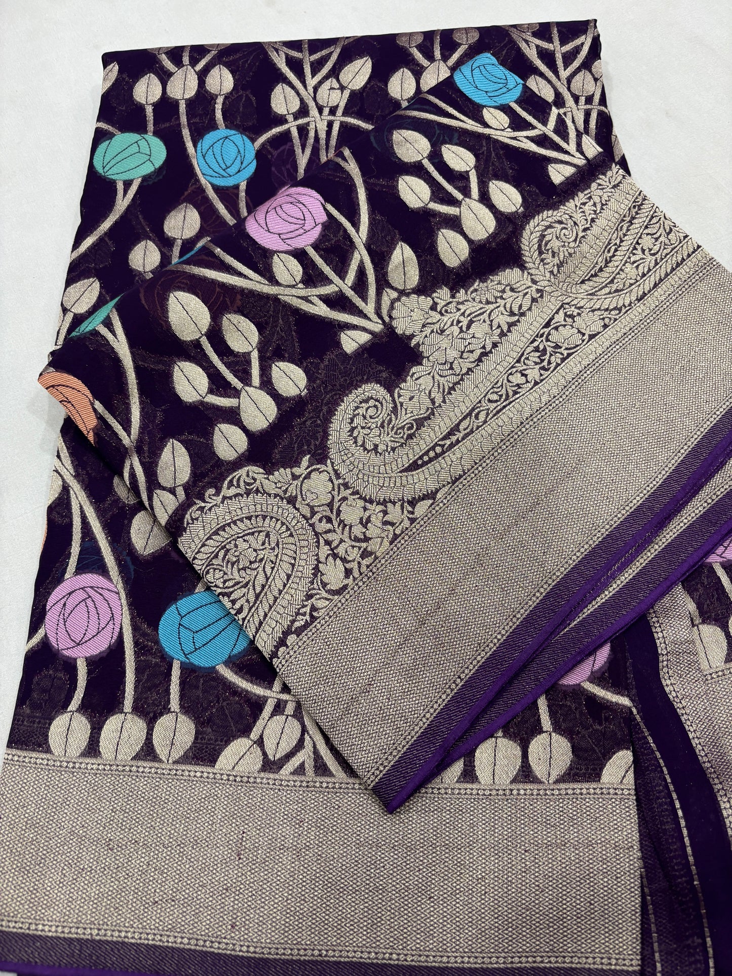 Semi Khaddi Georgette Banaras Sari 