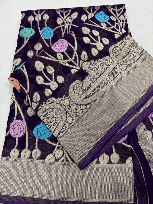 Semi Khaddi Georgette Banaras Sari 