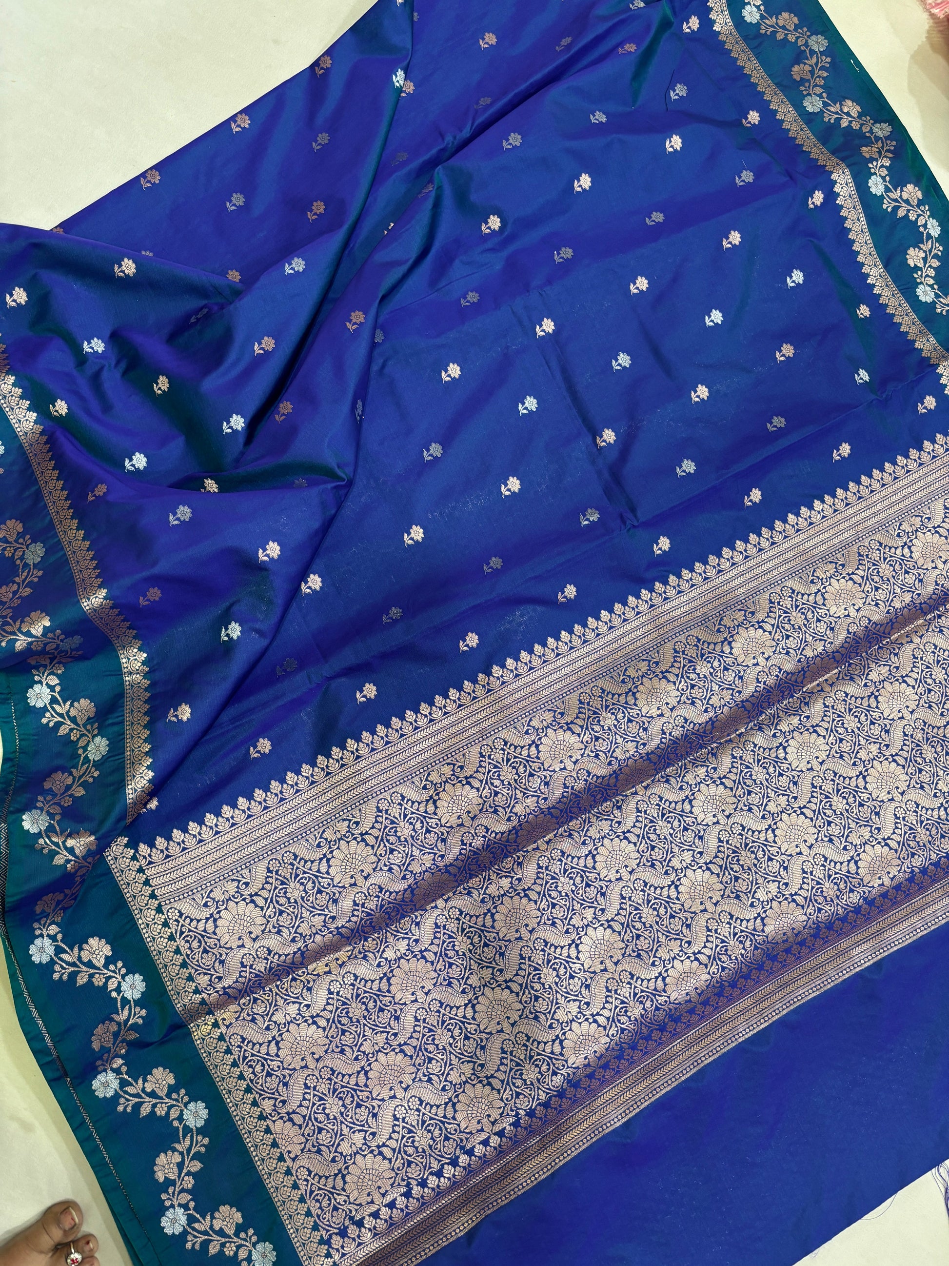 BlueSemi Raw Mango Banarasi Saree 
