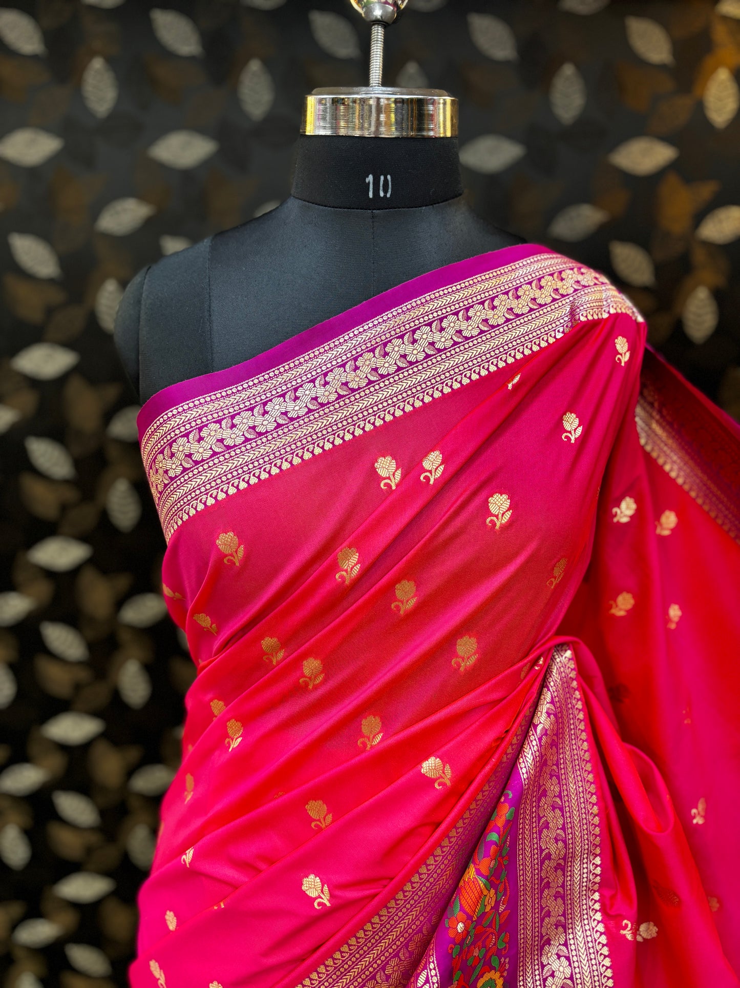 Pink with Pathani Semi Silk Banarasi Saree