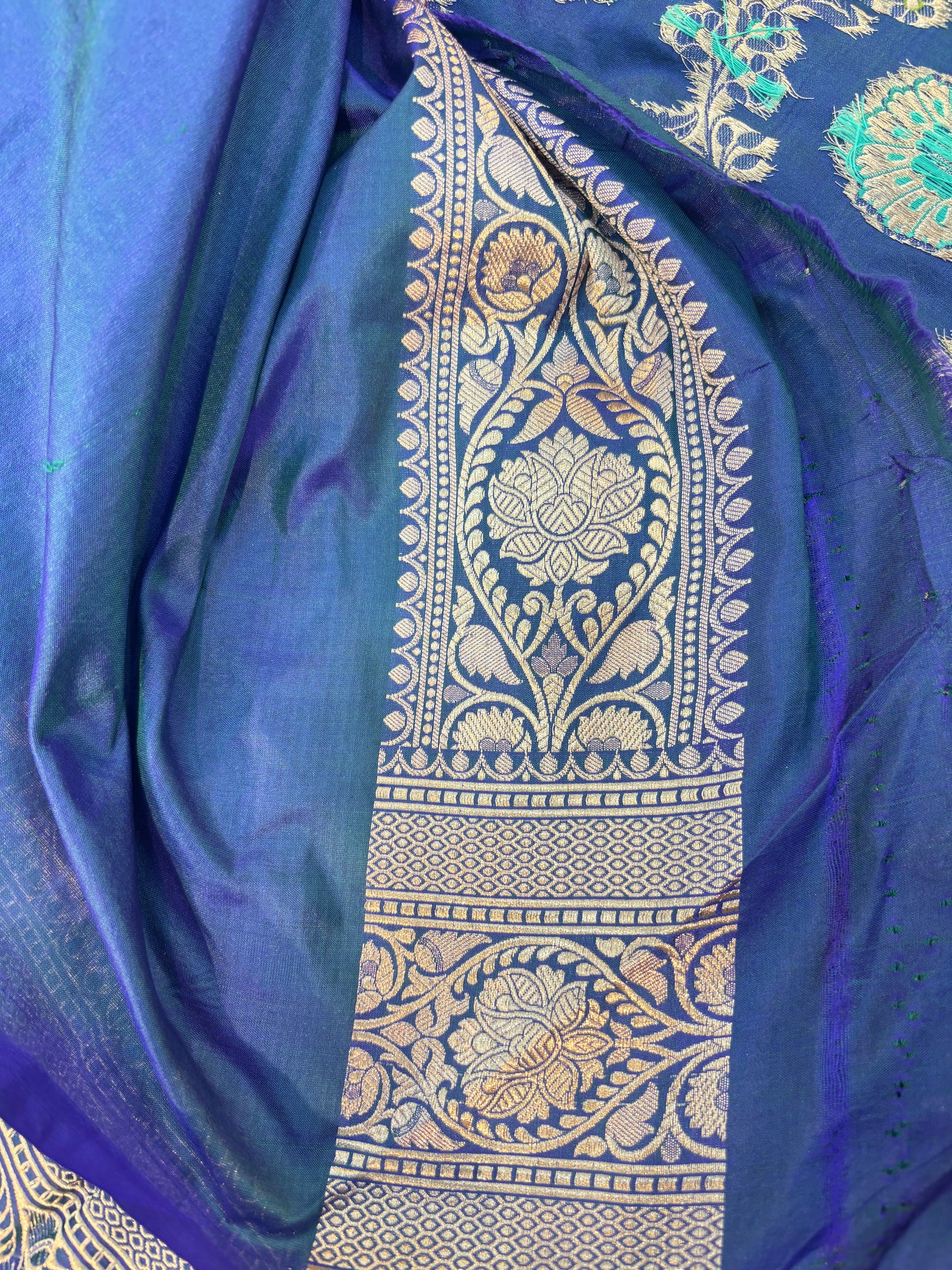 Blue pure Katan Jangla Meenakari Banaras Handloom Saree