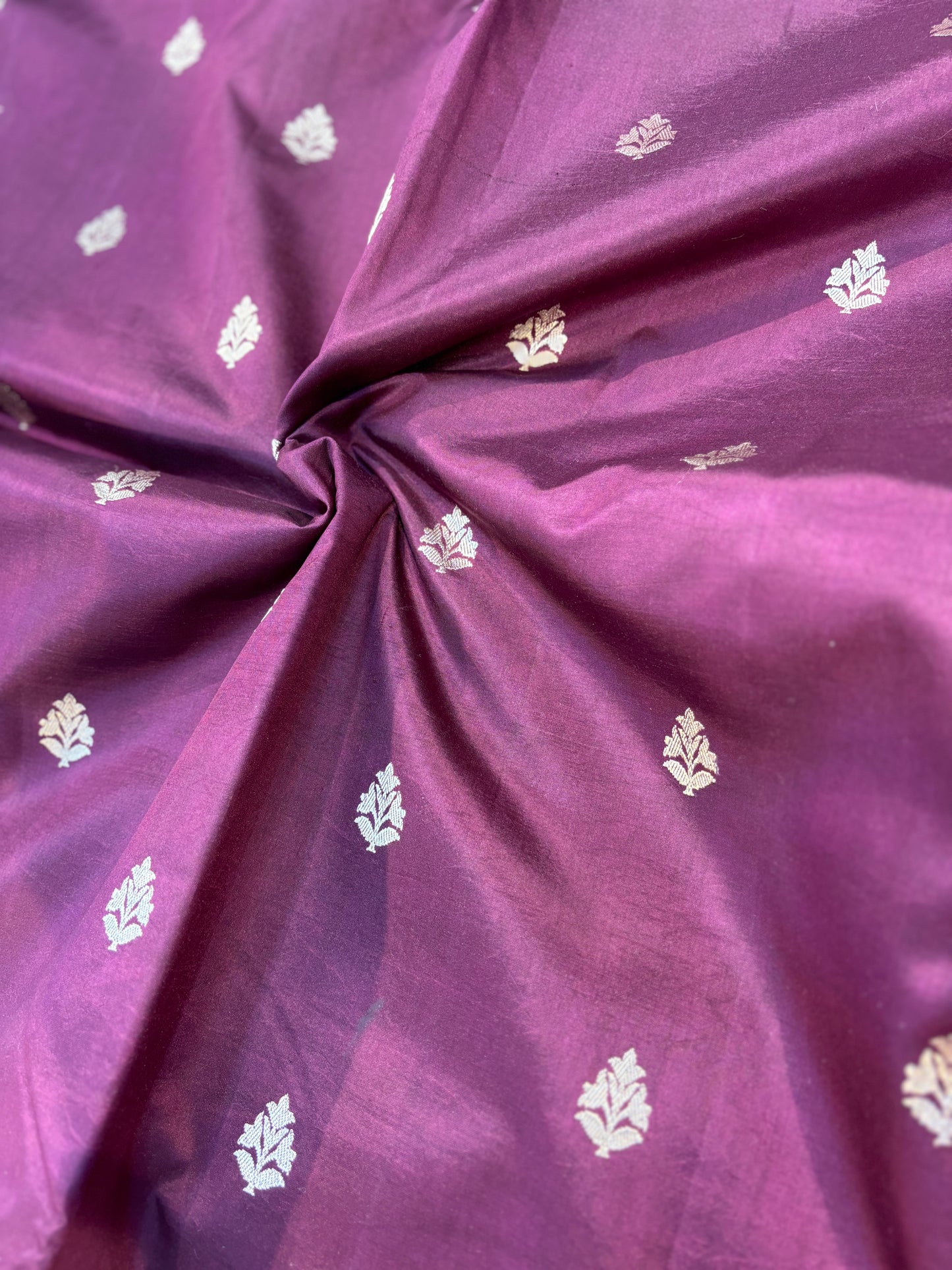 Wine Pure Raw Mango Banarasi Handloom saree