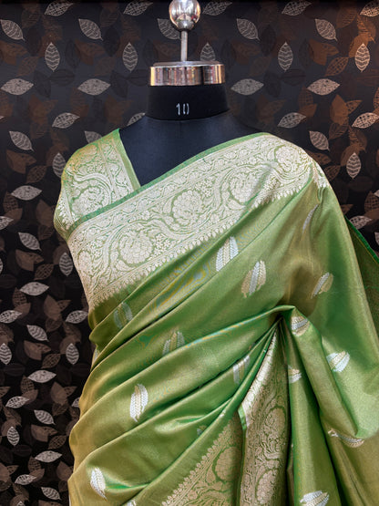 Light green Tissue Semi Silk Banarasi Saree - Rungkaat