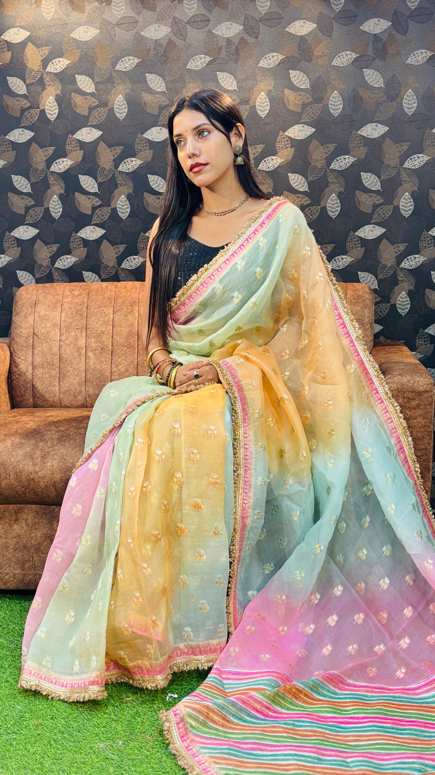 Pure Kora Rungkaat Banarasi Handloom Saree