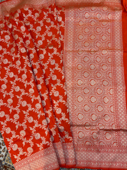 Red Pure Katan Banaras Handloom Saree
