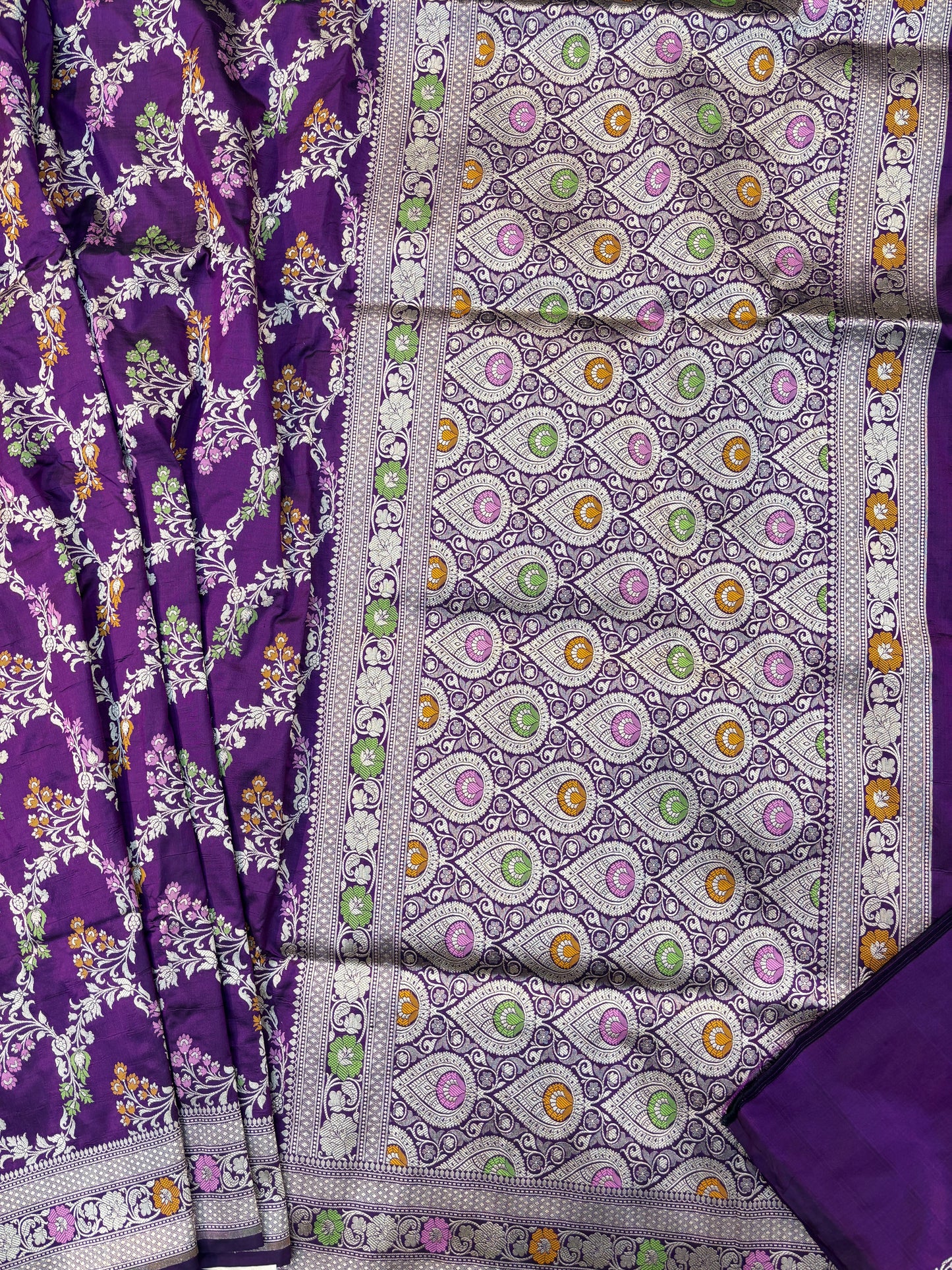 VioletPure Katan Banarasi Handloom Saree