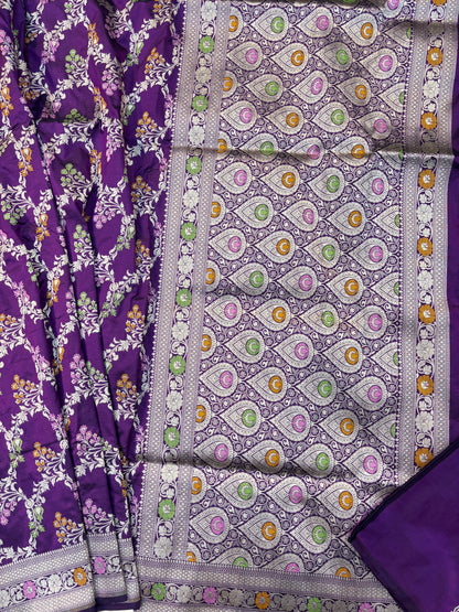 VioletPure Katan Banarasi Handloom Saree